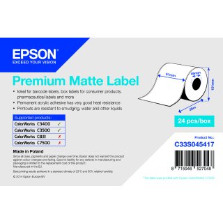 ORIGINAL Epson Etiketten  S045417 C33S045417 Normalpapier, matt beschichtet, 51mm x 35m, VE=1