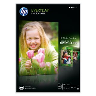 ORIGINAL HP Papier Weiss Q2510A Everyday hp® Everyday Fotopapier weiß, /Q2510A A4 21,0c29,7cm 200g Inh. 100 Blatt