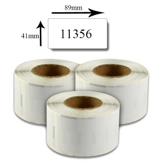Bubprint 3x Etiketten kompatibel für Dymo 11356 S0722560 89x41mm, weiss SET