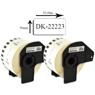 Bubprint 2x Etiketten kompatibel für Brother DK-22223 50mm x 30,48m SET