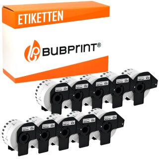 Bubprint 10x Etiketten kompatibel für Brother DK-22223 50mm x30,48m SET