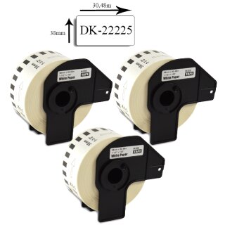 Bubprint 3x Etiketten kompatibel für Brother DK-22225 38mm x 30,48m SET
