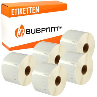 Bubprint 5x Rollen Etiketten kompatibel für Dymo 99012 S0722400 89x36mm SET