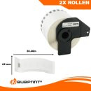 Bubprint 2x Rollen Etiketten kompatibel für Brother DK-22205 #2205 62mmx30,48m