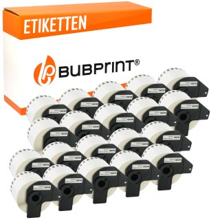 Bubprint 20x Rollen Etiketten kompatibel für Brother DK-22205 #2205 62mmx30,48m