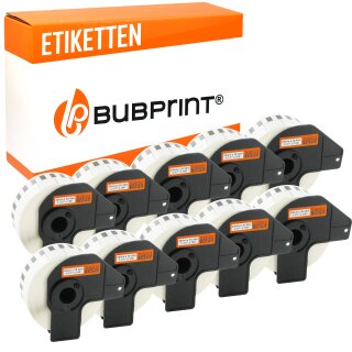 Bubprint 10x Rollen Etiketten kompatibel für Brother DK-22210 #2210 29mmx30,48m