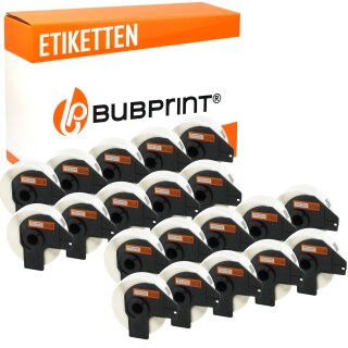 Bubprint 20x Rollen Etiketten kompatibel für Brother DK-11201 #1201 29mm x 90mm
