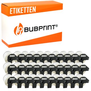 Bubprint 30x Rollen Etiketten kompatibel für Brother DK-22205 #2205 62mmx30,48m