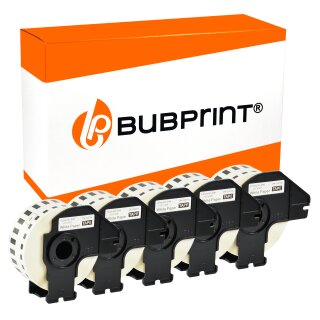 Bubprint 5x Rollen Etiketten kompatibel für Brother DK-22214 #2214 12mmx30,48m