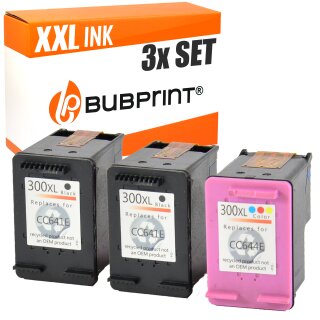 Bubprint 3 Druckerpatronen kompatibel für HP 300 XL black 300 XL color