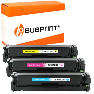 Bubprint 3 Toner kompatibel für HP CF401X - CF403X CF 401 X - CF 403 X (201X) cyan gelb magenta für LaserJet Pro M252dw M252n MFP M274n MFP M277dw MFP M277n