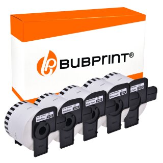 Bubprint 5 Etiketten kompatibel für Brother DK-44205 62mm x 30,48m